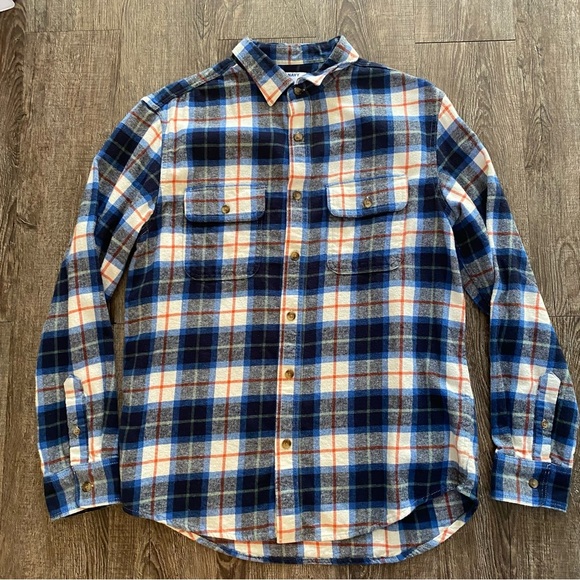 Old Navy Shirt Men Medium Blue White Orange Long Sleeve Fennel  Button Down - Picture 1 of 8
